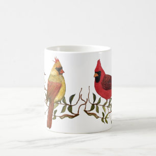 Röd kardinal Lovebird White Coffee Mugg