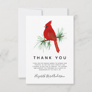 Röd kardinal Modern Sympathy Funeral Tack Kort
