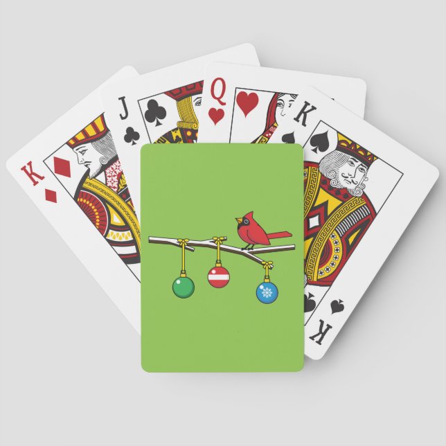 Röd kardinal på julbussen Gren Casinokort (Baksidan)