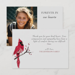 Röd kardinal Photo Funeral Tack ditt kort
