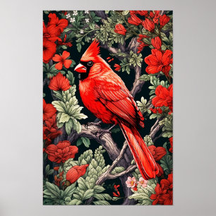 Röd kardinal, Poster vägg, konstillustration