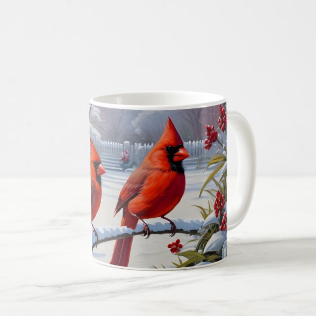 Röd kardinal Songbird Kaffemugg (Framsida höger)