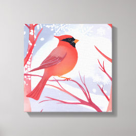 Röd Kardinal | Vacker Akvarellmålning Canvastryck