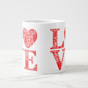 ❤️ Röd Kärlek Citat För Par Och Kaffe Fans ☕ Jumbo Mugg