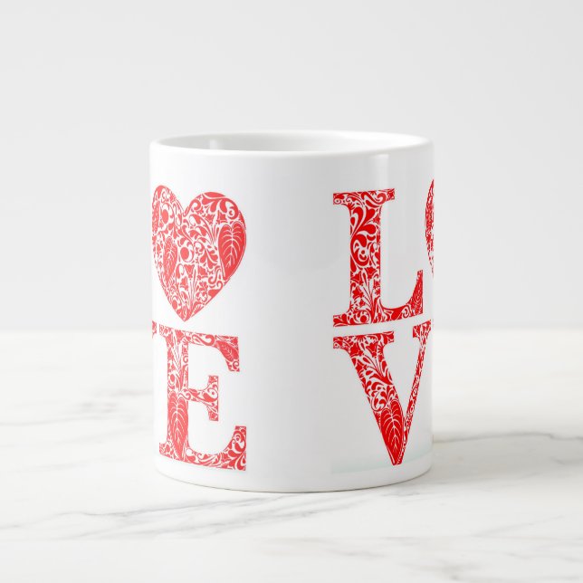 ❤️ Röd Kärlek Citat För Par Och Kaffe Fans ☕ Jumbo Mugg (Framsidan)