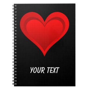 RÖD KÄRLEK HEART + text och idéer Anteckningsbok Med Spiral