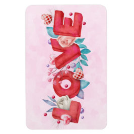 Röd Kärlek-text i fet Brev-vattenfärg Magnet