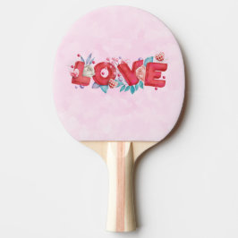Röd Kärlek-text i fet Brev-vattenfärg Pingisracket