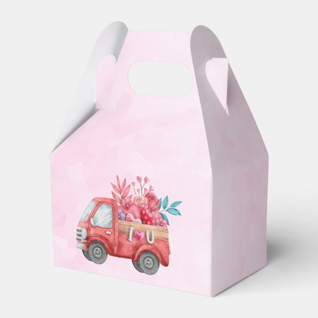 Röd Kärlek-text i fet Brev-vattenfärg Presentaskar (Framsidan Sidan)