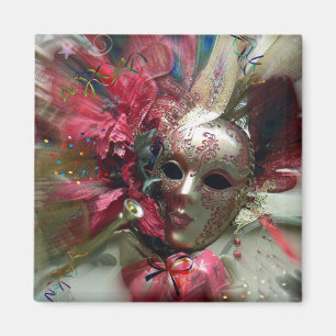 Röd Karneval Fantasy Art Fyrkantig Magnet