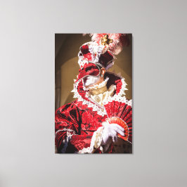 Röd karneval mask i Venedig, Italien Canvastryck