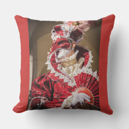 Röd karneval mask i Venedig, Italien Kudde