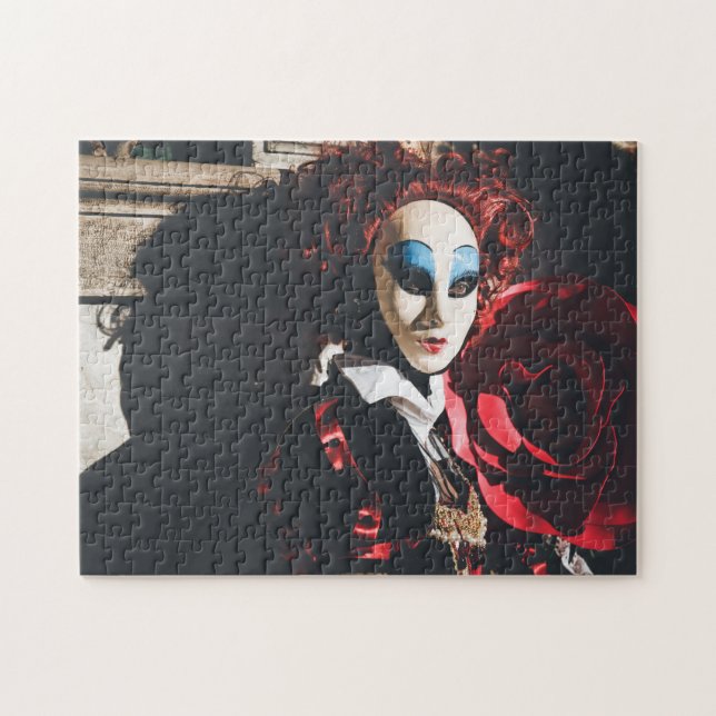 Röd karneval mask i Venedig, Italien Pussel (Horisontell)