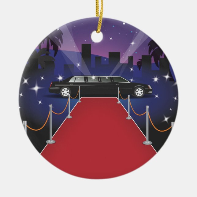 Röd karpet Celebrity-limo Julgransprydnad Keramik (Framsidan)