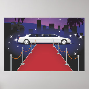 Röd karpetäng limousine för kändisar poster