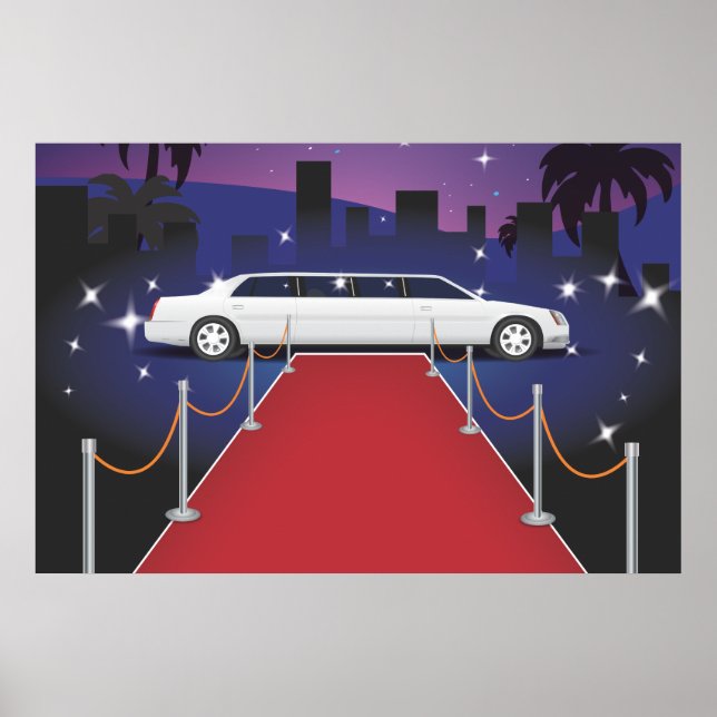 Röd karpetäng limousine för kändisar poster (Framsidan)