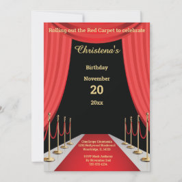 Röd Karpong Filmtema Födelsedag Inbjudningar