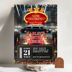 Röd Karpong Hollywood Filmpremiär Födelsedag Inbjudningar