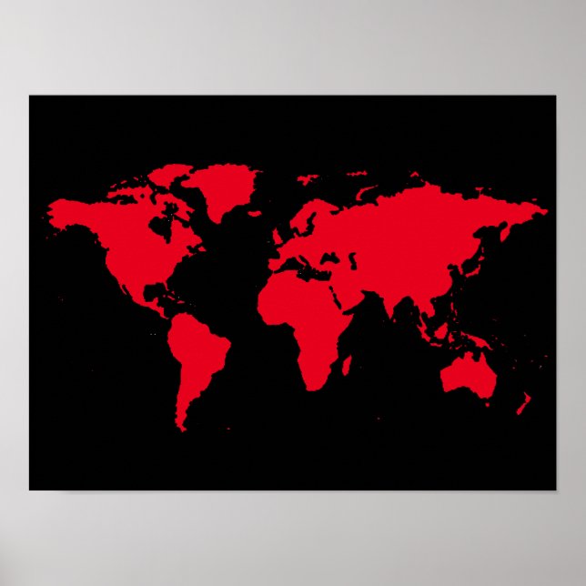 röd karta i världen på svart poster (Framsidan)