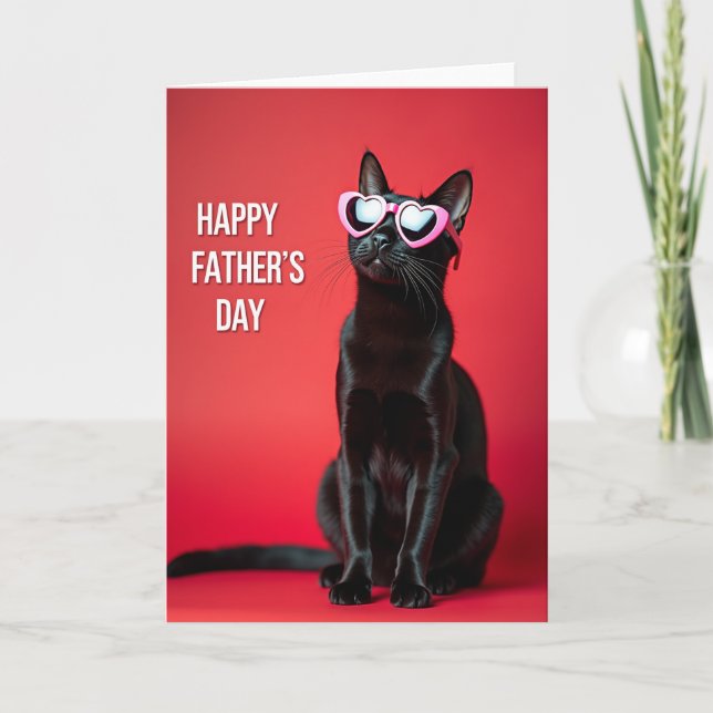Röd katt fadersdagskort kort (Framsida)