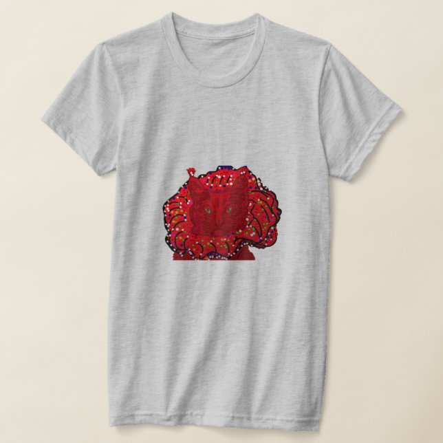 Röd Katt Humor T Shirt (Laydown)