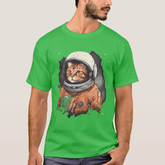 Röd katt i astronaut Kostym i rymdastronaut T Shirt