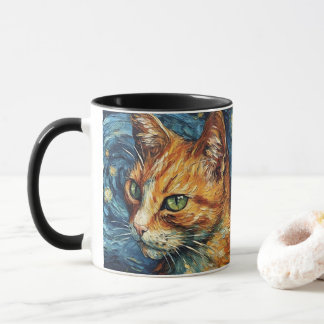 Röd katt i Van Goghs Stil Mugg