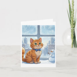 Röd katt jul kort