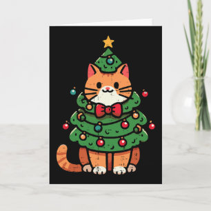 Röd katt julgran söt jul tjejer barn Småbarn Kort