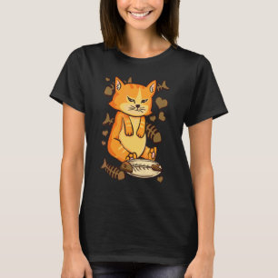 Röd katt Tjockis Kattunge Söt Kattunge Ilsken Ät T Shirt