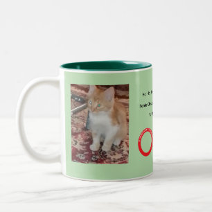 Röd katt Whimsical jul Två-Tonad Mugg