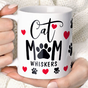 Röd Kattmamma Tassavtryck Personlig Djur Foto  Kaffemugg