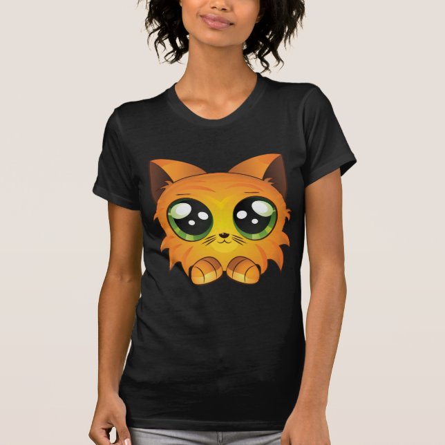 Röd kattunge för tecknad t shirt (Framsida)