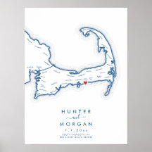 Röd Kavaj Bröllop Cape Cod Navy Gästbok Poster