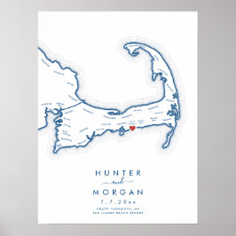 Röd Kavaj Bröllop Cape Cod Navy Gästbok Poster