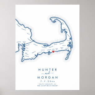 Röd Kavaj Bröllop Cape Cod Navy Gästbok Poster