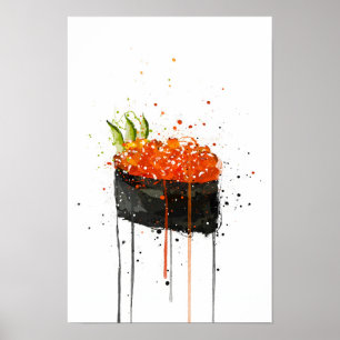 Röd Kaviar Gunkan Sushi Poster