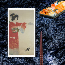 röd kimono-kvinna - monogrammad