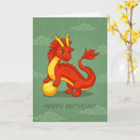Röd kinesisk dragon Birthday Blank