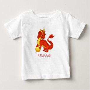 Röd kinesisk drak anpassat namn t shirt
