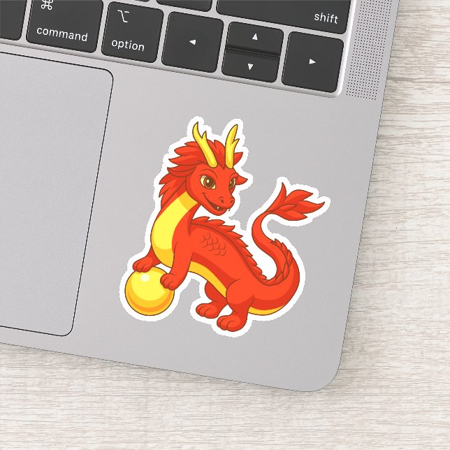 Röd kinesisk drake klistermärken (Detalj)