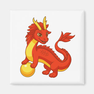 Röd kinesisk drake magnet