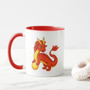 Röd kinesisk drake mugg