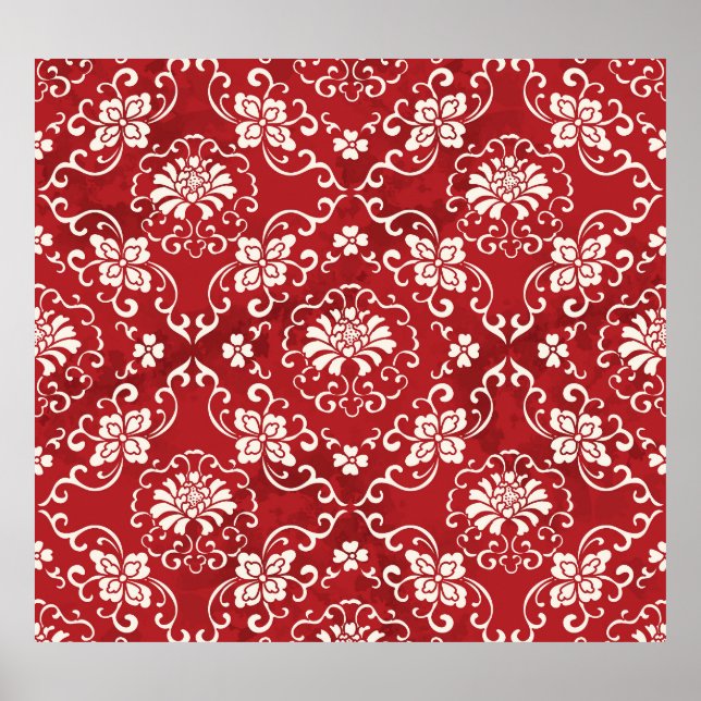 Röd kinesiska spiral-blommans bakgrund. poster (Framsidan)