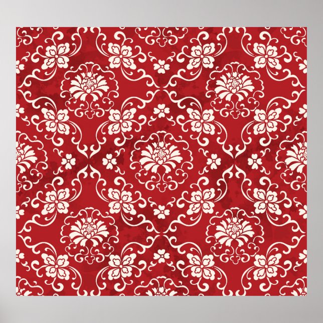 Röd kinesiska spiral-blommans bakgrund. poster (Framsidan)