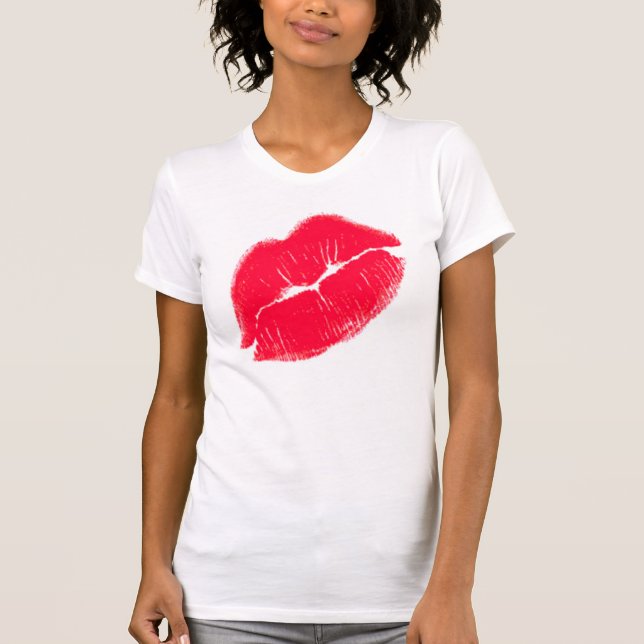 Röd Kissy läppar Tee Shirt (Framsida)