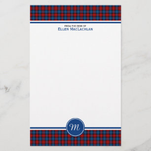 Röd klanMacLachlan Tartan och blåttplädMonogram Brevpapper
