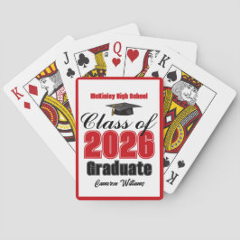 Röd klass 2026 anpassad examensfest casinokort