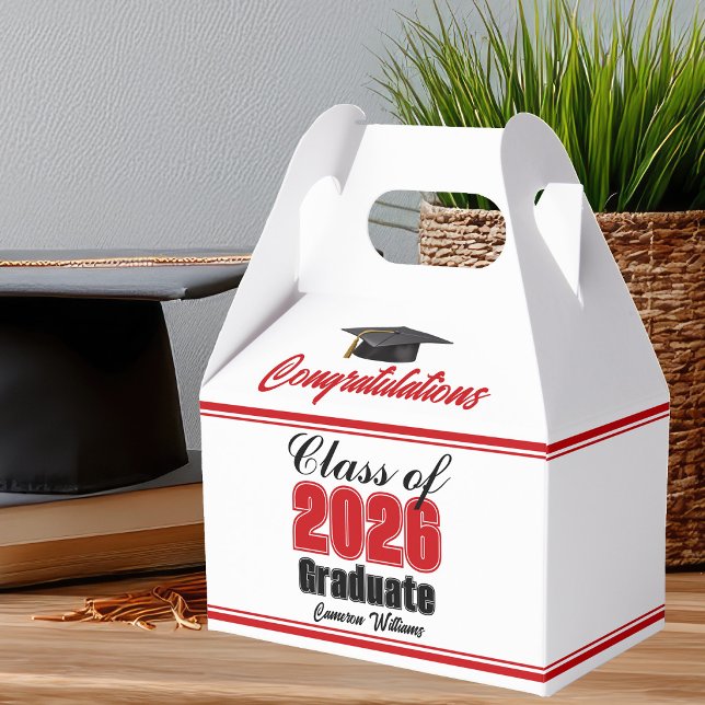 Röd klass 2026 anpassad examensfest presentaskar (Skapare uppladdad)