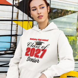 Röd klass 2027 Senior Anpassad High School Hoodie